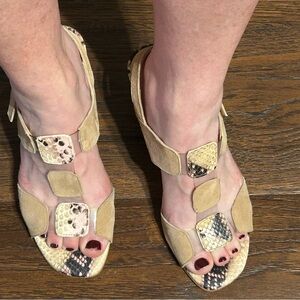 Brenda Zaro EUC Women’s Size 8 (38.5) Suede Leather Snakeskin Open Toe Sandals
